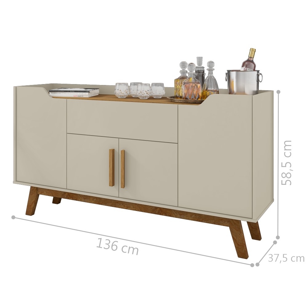 Buffet Aparador com Gaveta Impressious Off White Cinamomo