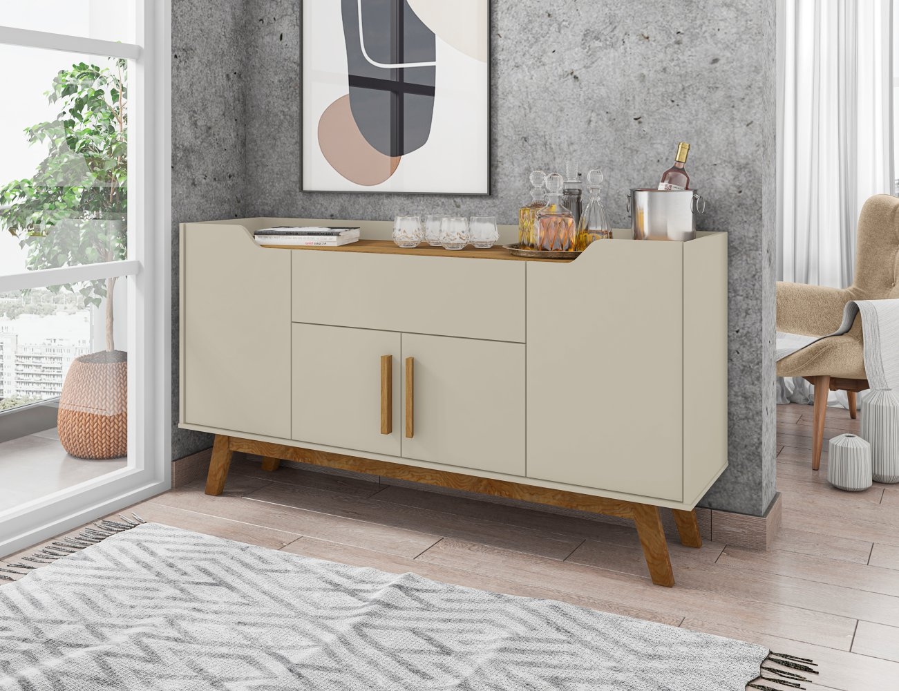 Buffet Aparador com Gaveta Impressious Off White Cinamomo