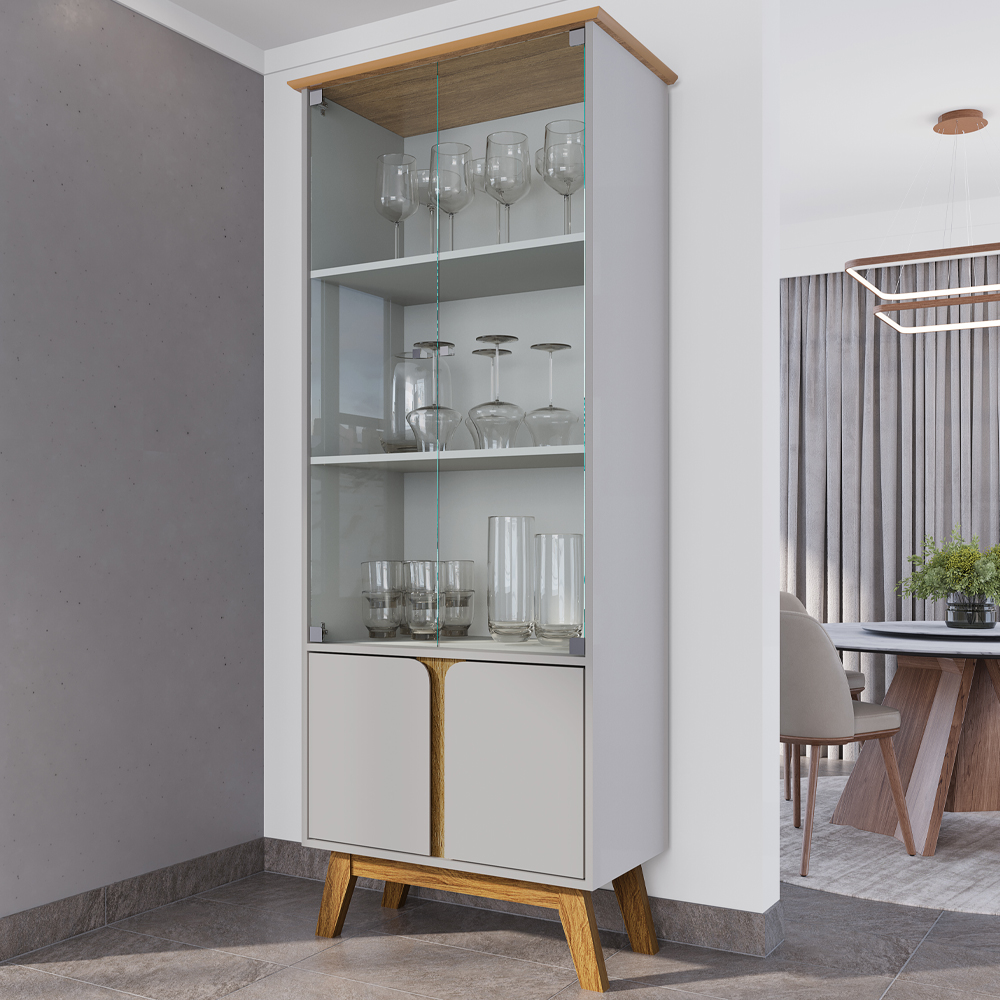 Cristaleira 4 Portas Madri 180x70 cm Off White Cinamomo BECHARA