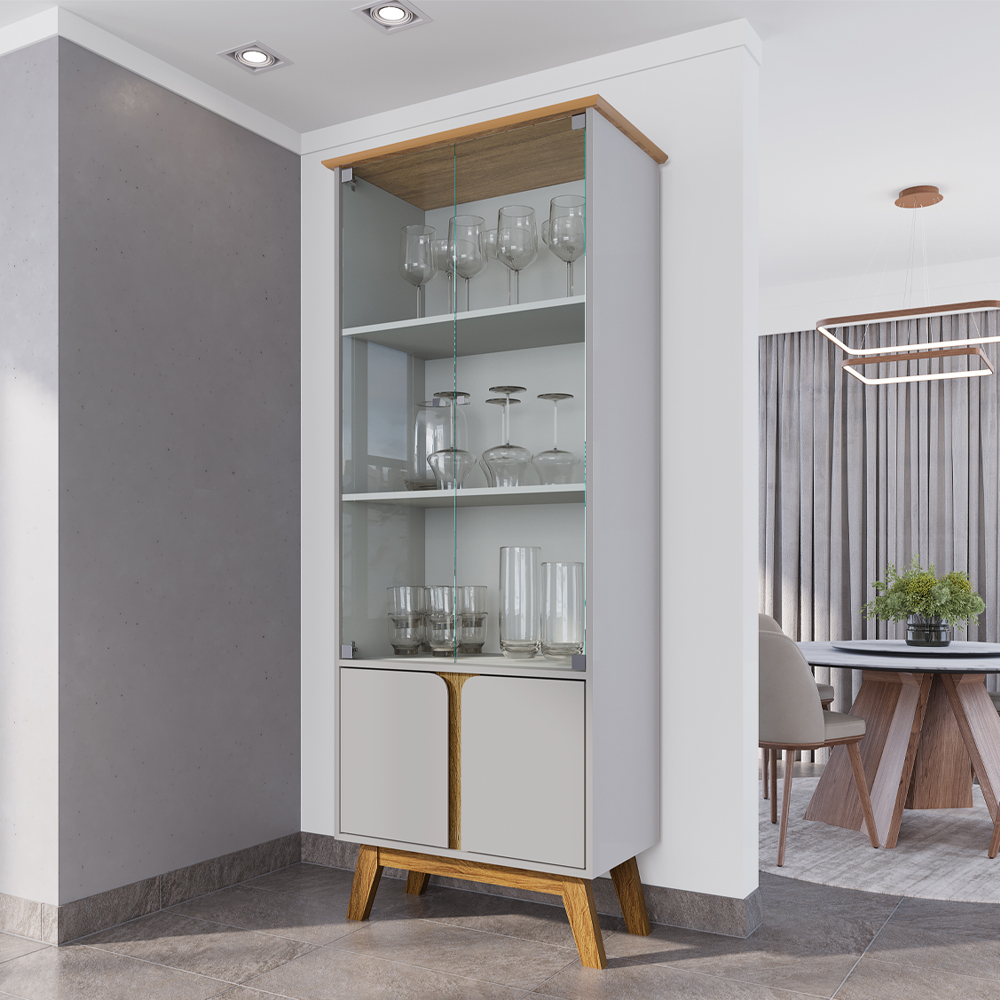 Cristaleira 4 Portas Madri 180x70 cm Off White Cinamomo BECHARA