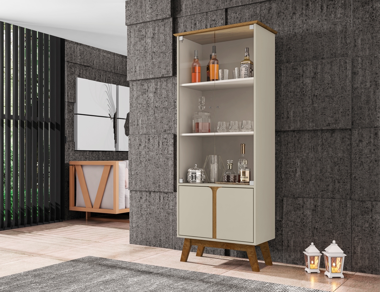 Cristaleira 4 Portas Sunny Off White Cinamomo