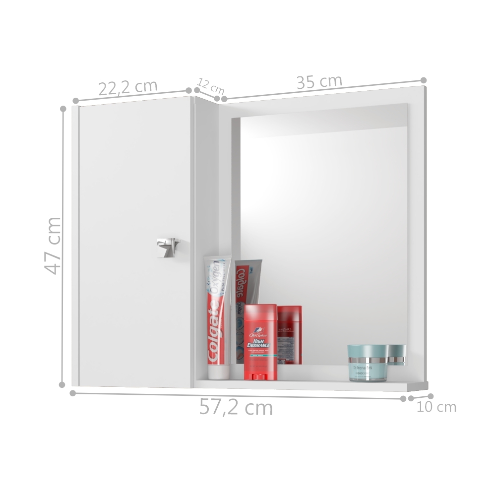 Espelheira para Banheiro 1 Porta Acre Branco