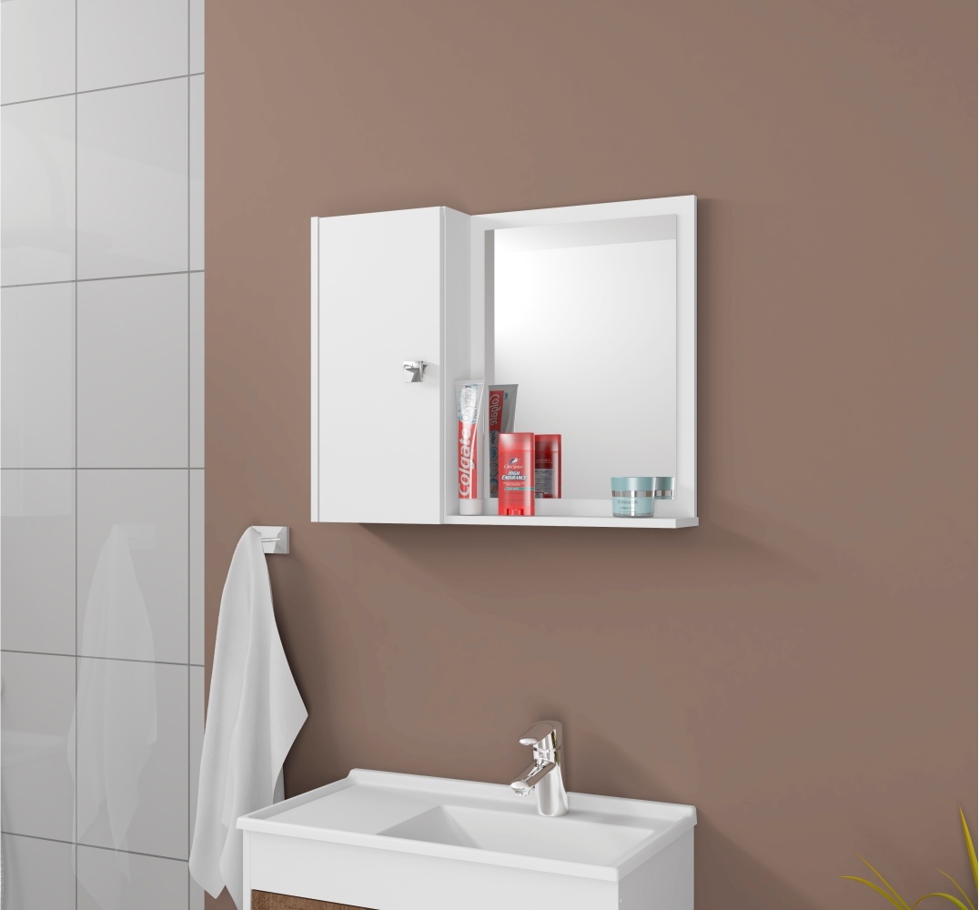 Espelheira para Banheiro 1 Porta Acre Branco