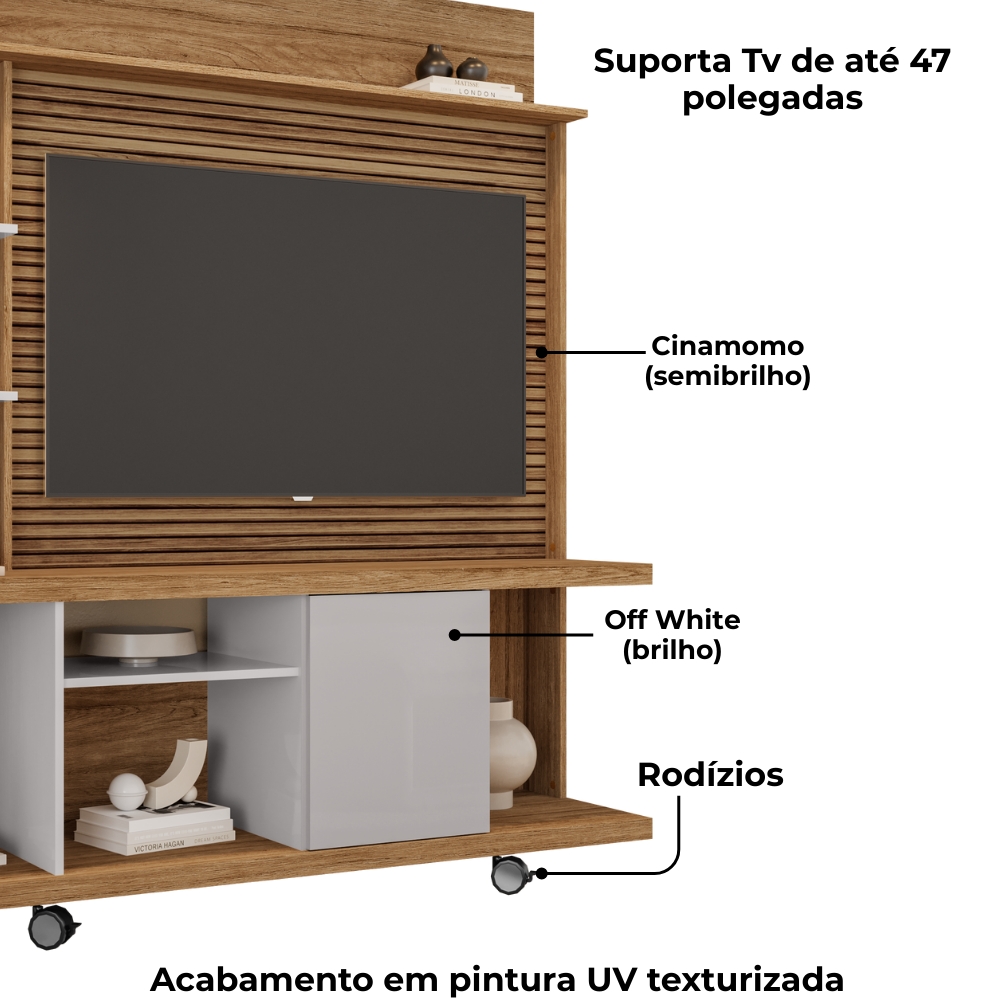 Estante Home Tv 47 Pol 160 cm Taurus Cinamomo Off White BECHARA