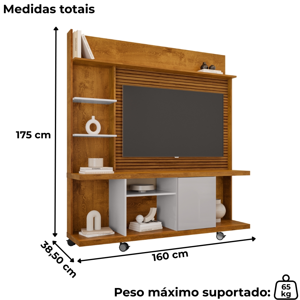 Estante Home Tv 47 Pol 160 cm Taurus Naturalle Off White BECHARA
