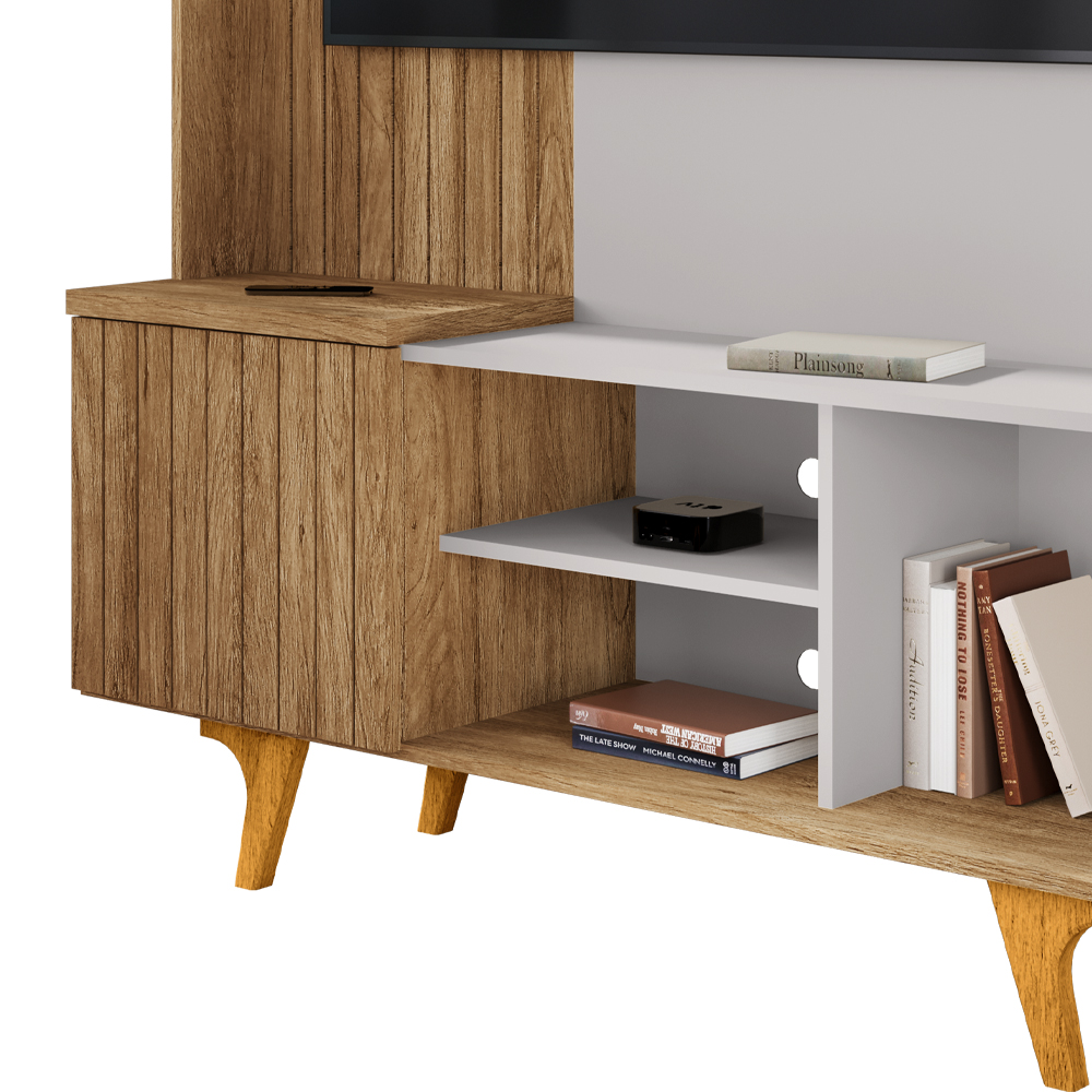 Estante Home Tv 55 Pol 136 cm Corumbau Cinamomo Off White BECHARA
