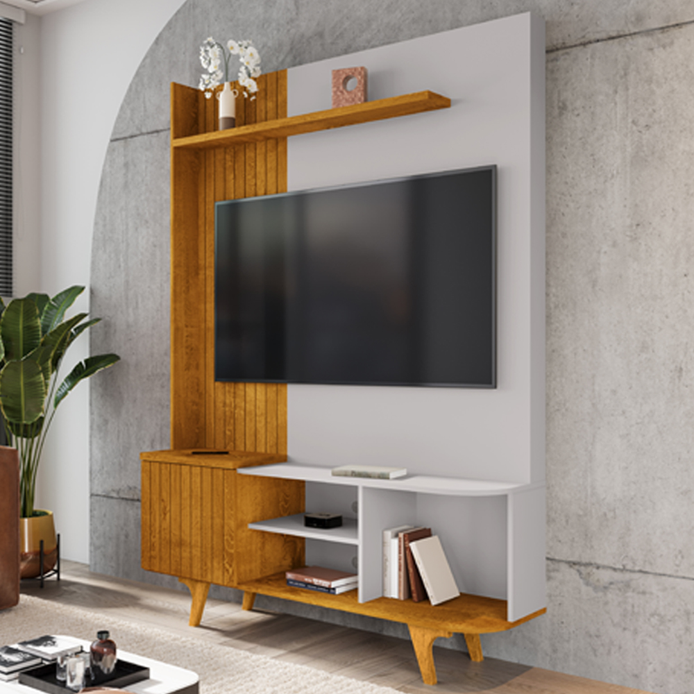 Estante Home Tv 55 Pol 136 cm Corumbau Naturalle Off White BECHARA