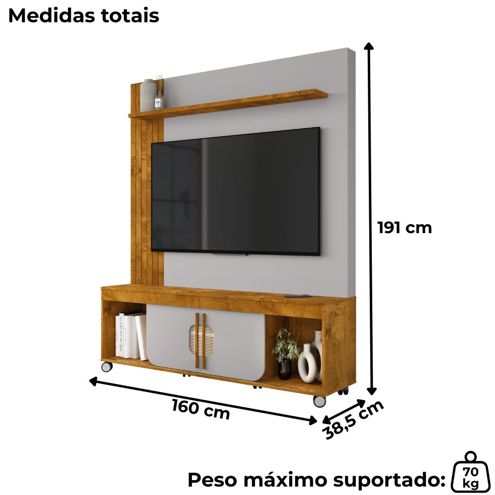 Estante Home Tv 65 Pol 160 cm Maragogi Naturalle Off White BECHARA