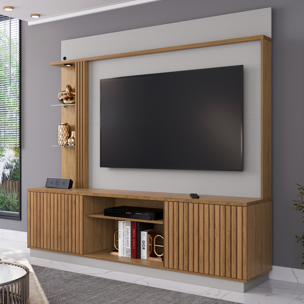 Estante Home Tv 65 Pol 201 cm Atlanta Cinamomo Off White BECHARA