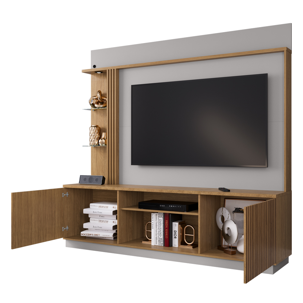 Estante Home Tv 65 Pol 201 cm Atlanta Cinamomo Off White BECHARA