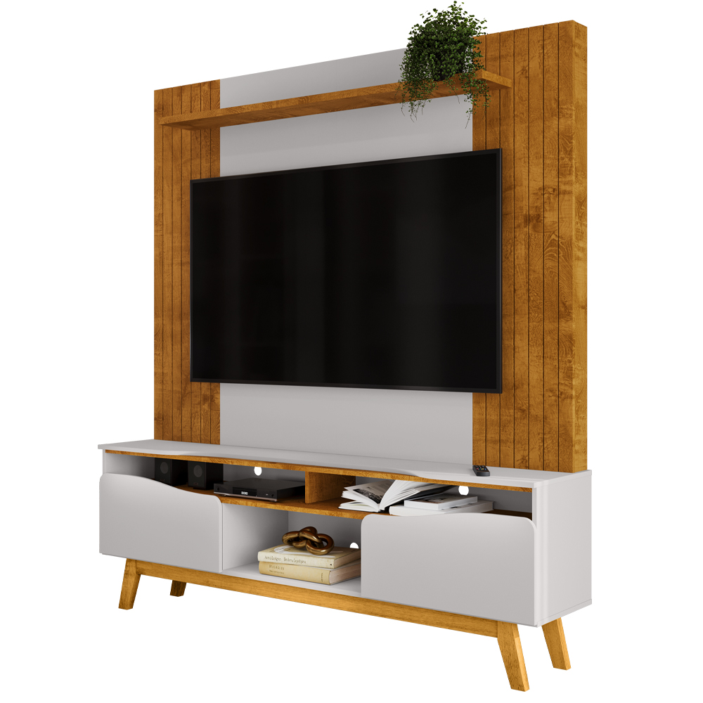 Estante Home Tv 75 Pol 180 cm Atalaia Naturalle Off White BECHARA
