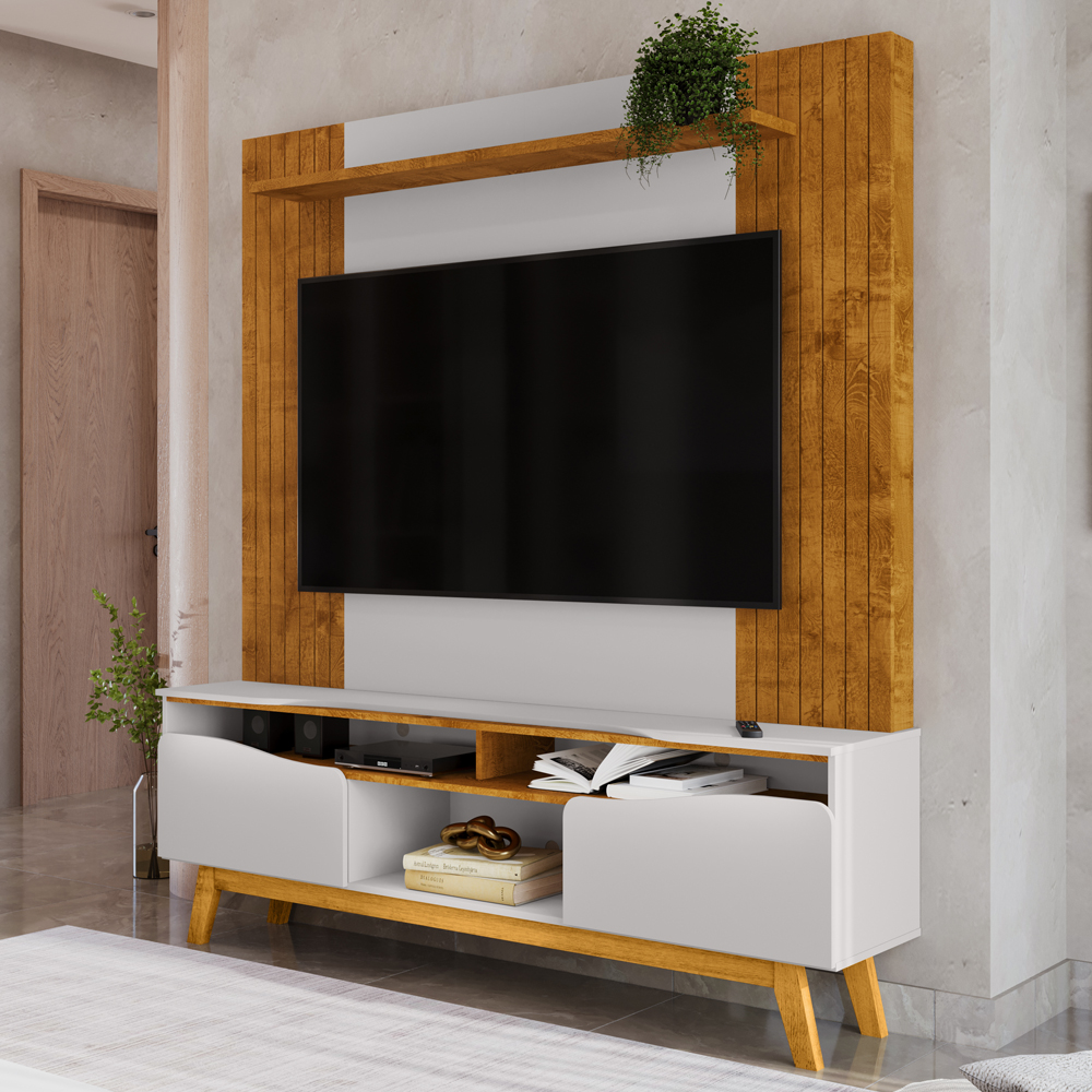 Estante Home Tv 75 Pol 180 cm Atalaia Naturalle Off White BECHARA