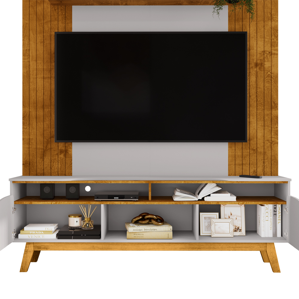 Estante Home Tv 75 Pol 180 cm Atalaia Naturalle Off White BECHARA