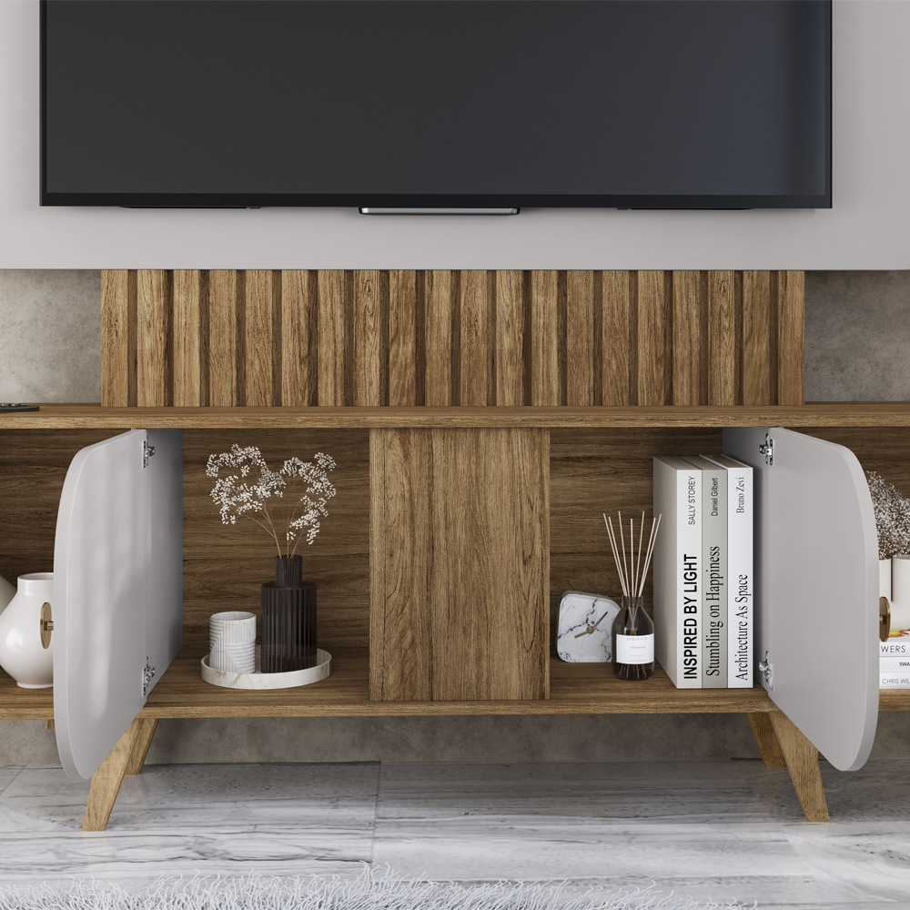 Estante Home Tv 75 Pol 180 cm Embau Cinamomo Off White BECHARA