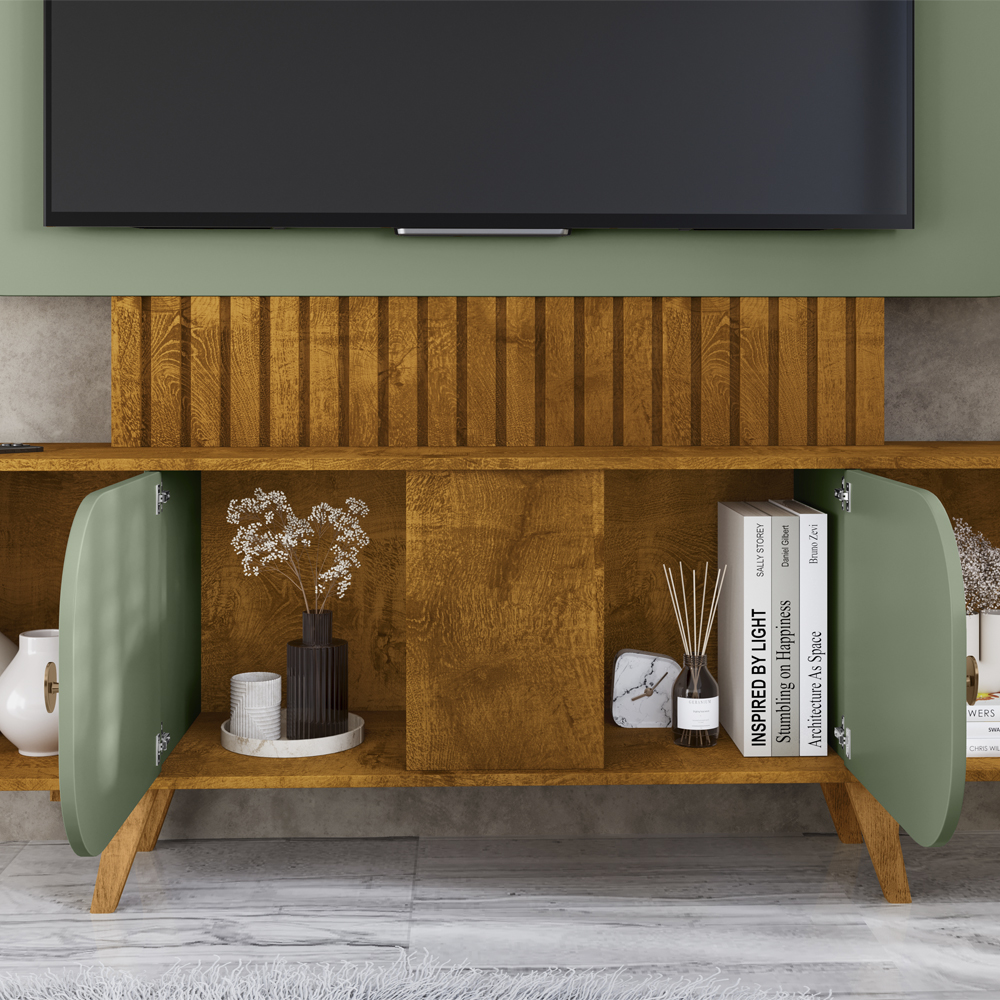 Estante Home Tv 75 Pol 180 cm Embau Naturalle Pistache BECHARA