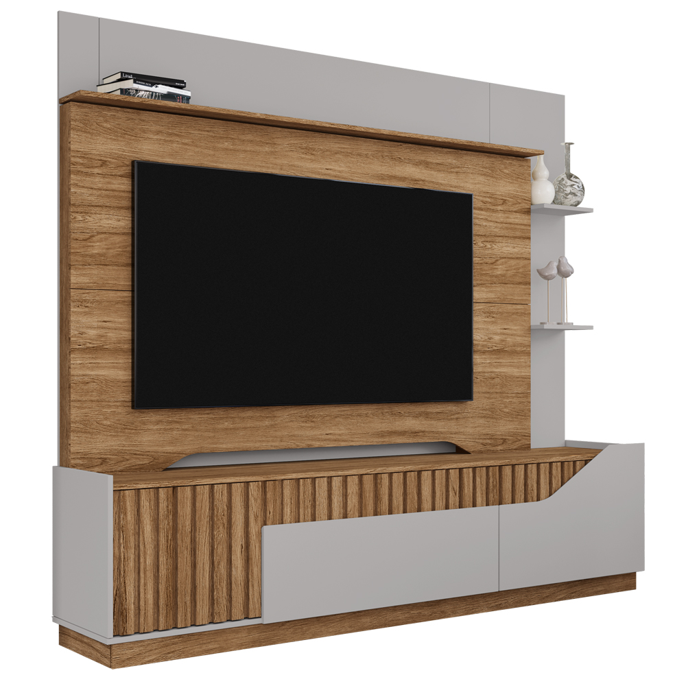 Estante Home Tv 75 Pol 210 cm Dallas Cinamomo Off White BECHARA