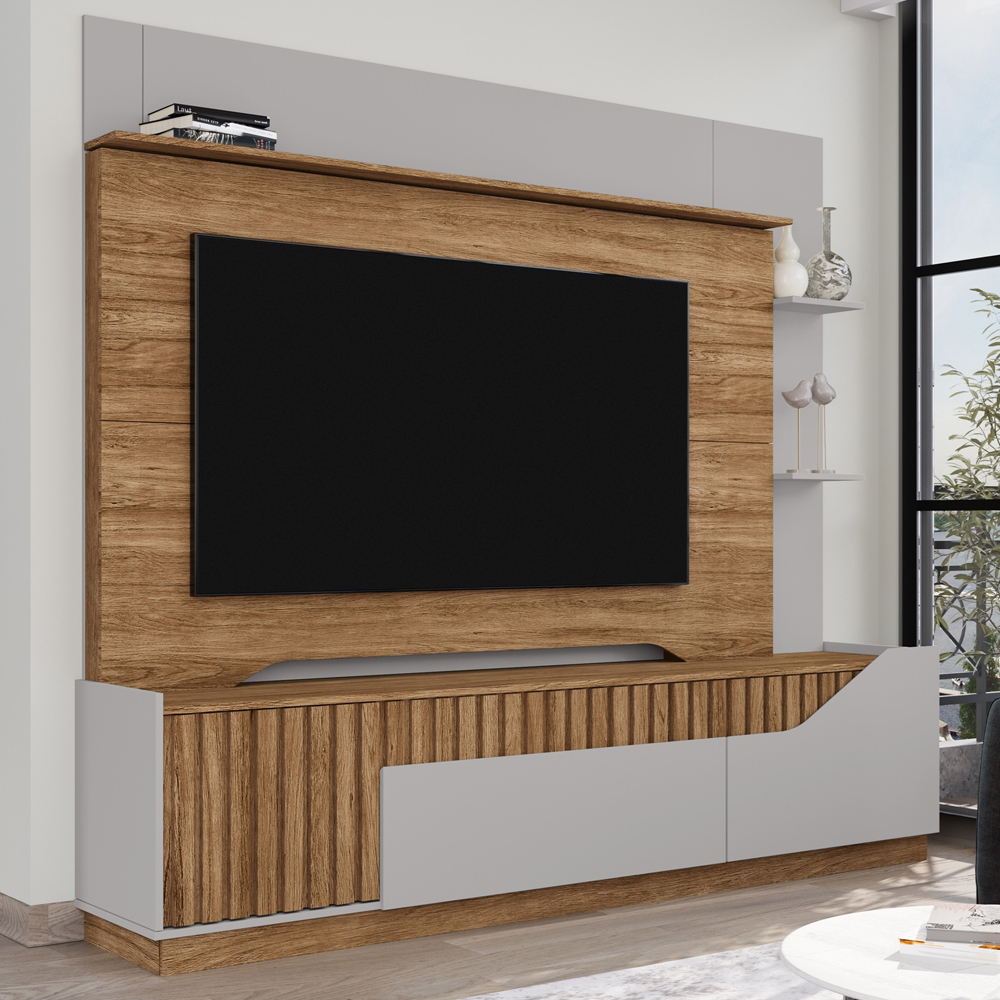 Estante Home Tv 75 Pol 210 cm Dallas Cinamomo Off White BECHARA