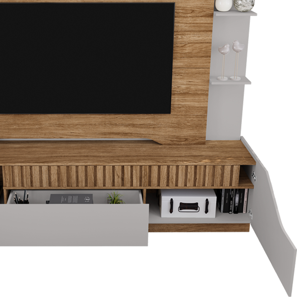 Estante Home Tv 75 Pol 210 cm Dallas Cinamomo Off White BECHARA