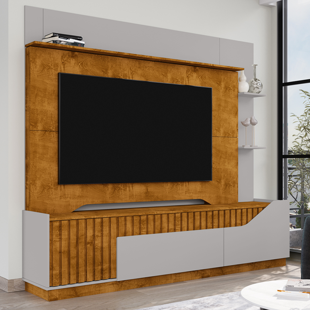 Estante Home Tv 75 Pol 210 cm Dallas Naturalle Off White BECHARA