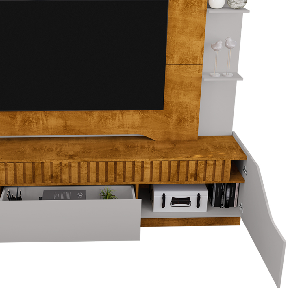 Estante Home Tv 75 Pol 210 cm Dallas Naturalle Off White BECHARA