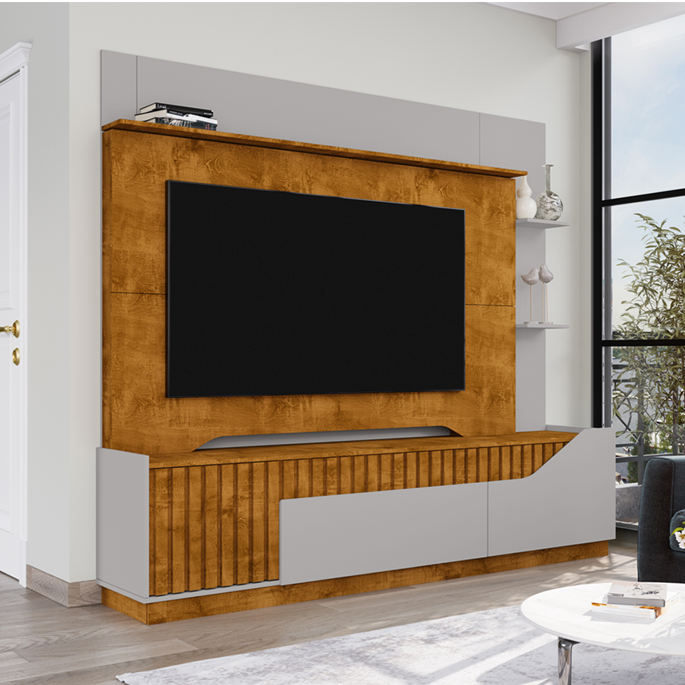 Estante Home Tv 75 Pol 210 cm Dallas Naturalle Off White BECHARA