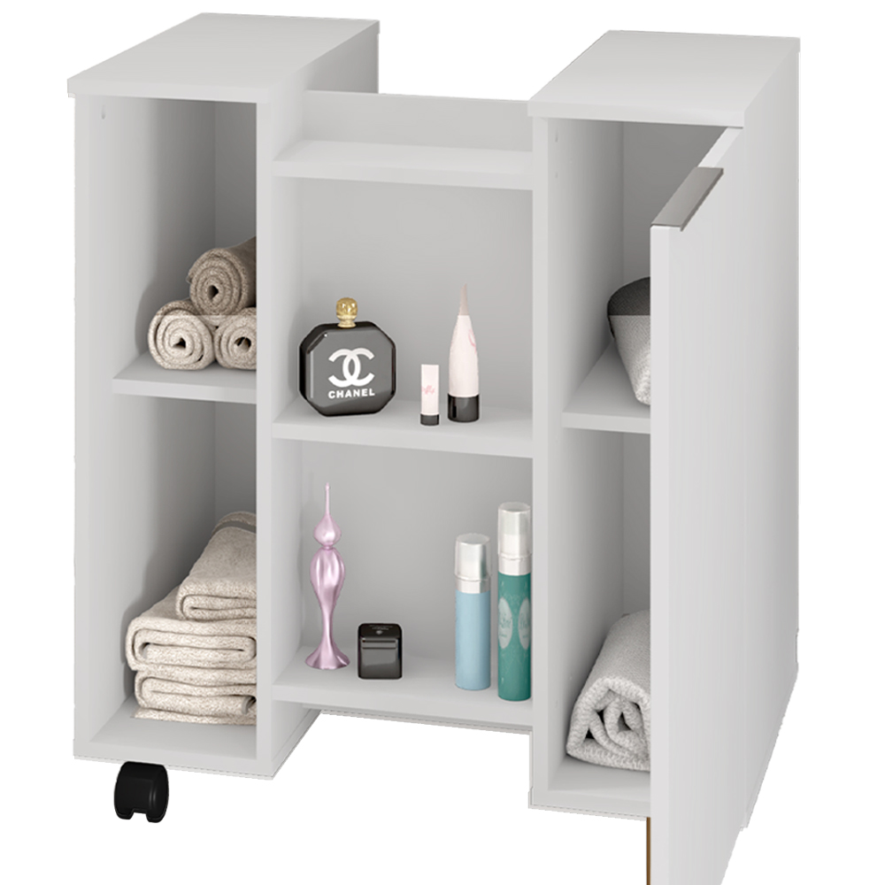 Gabinete Banheiro Pia de Coluna Pequin 56 cm Branco BECHARA 