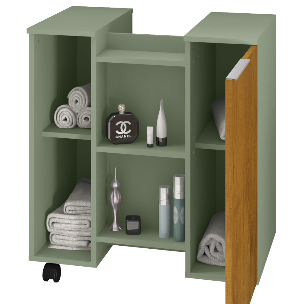 Gabinete Banheiro Pia de Coluna Pequin 56 cm Pistache Naturalle BECHARA