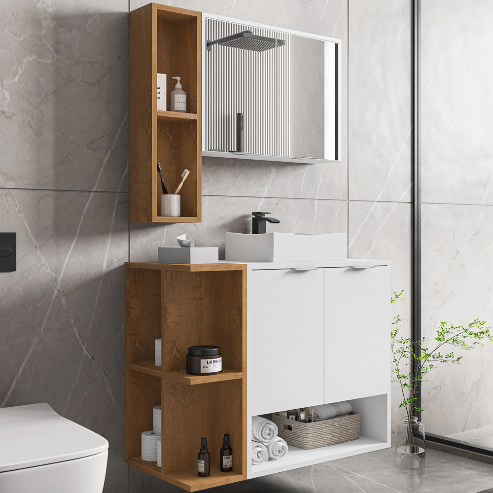 Gabinete Espelheira E Cuba Branca 70 cm Ibiza Branco Naturalle BECHARA 