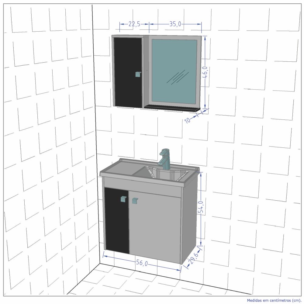 Gabinete com Cuba e Armário Lavanda Branco