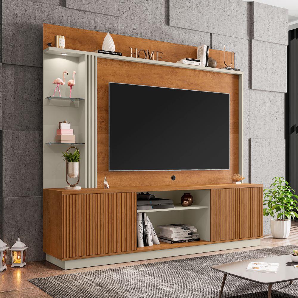 Home para Tv Berlim Naturalle Off White Ripado
