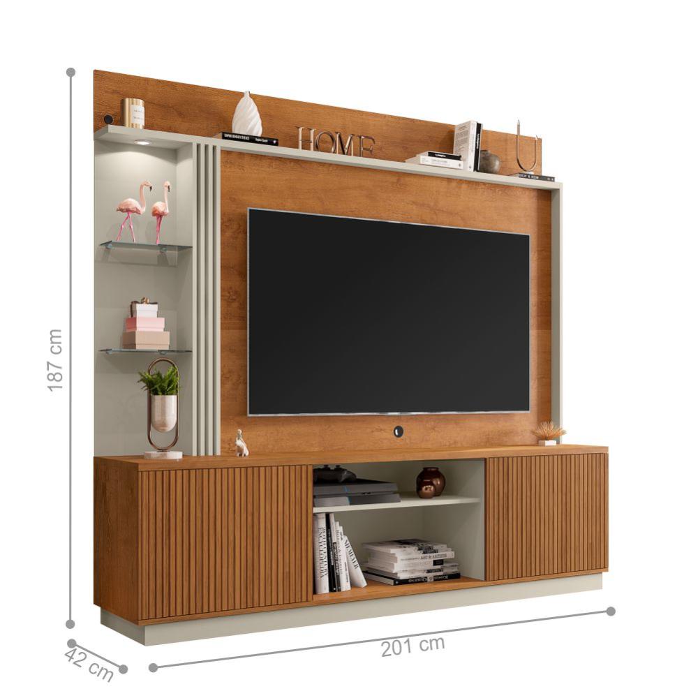 Home para Tv Berlim Naturalle Off White Ripado
