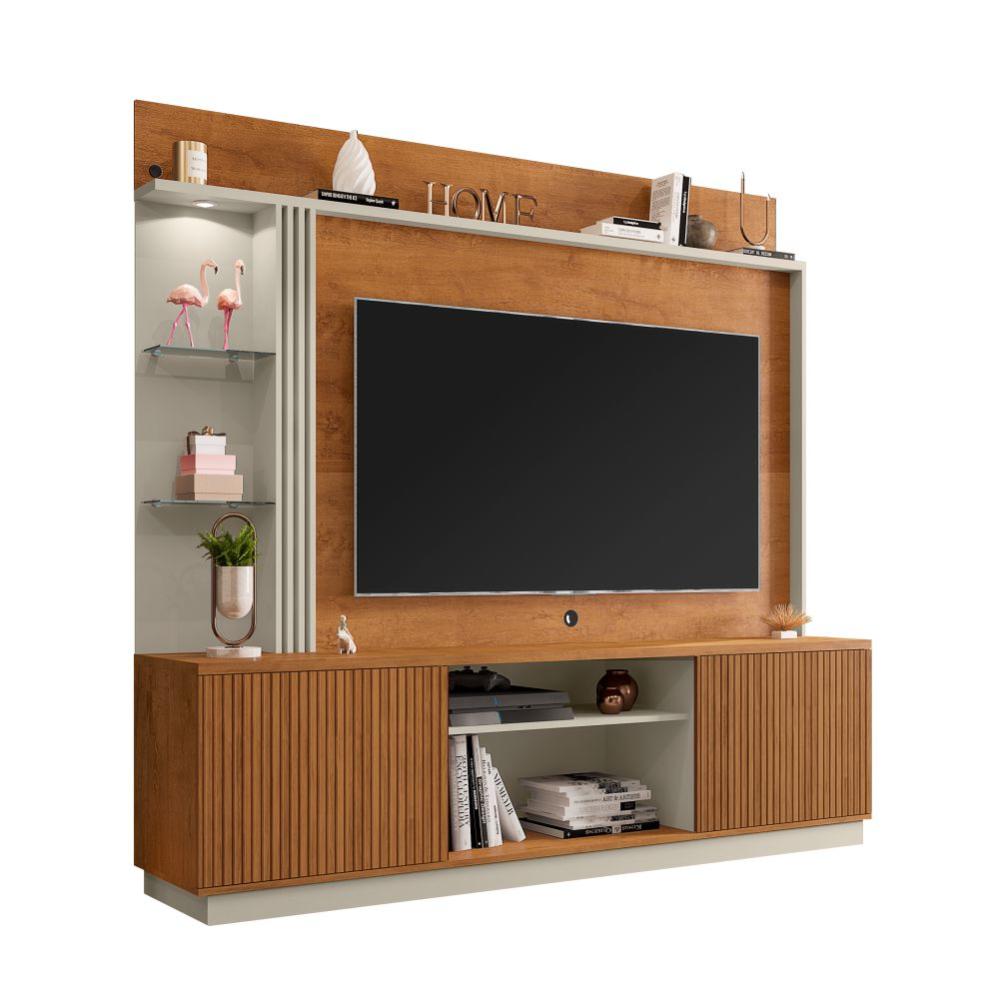 Home para Tv Berlim Naturalle Off White Ripado