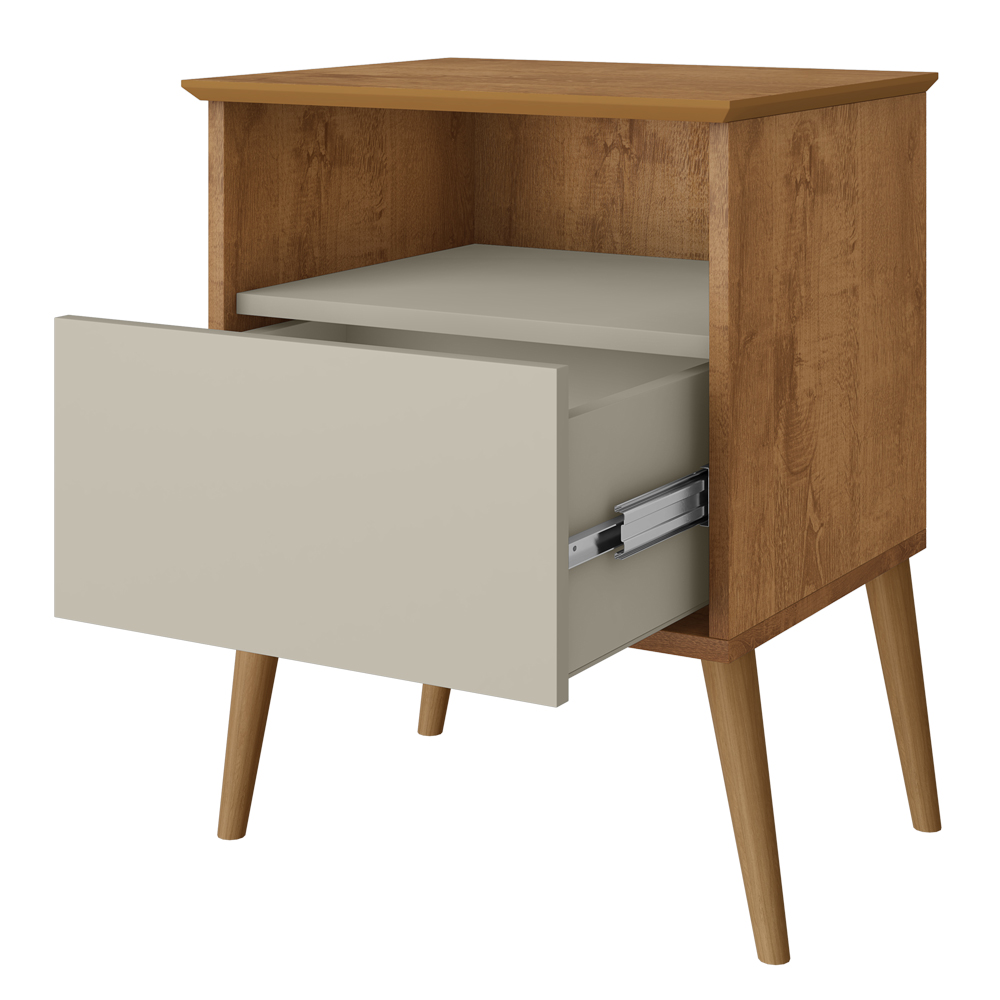 Mesa De Cabeceira 1 Gaveta 45 cm Cancun Naturalle Off White BECHARA