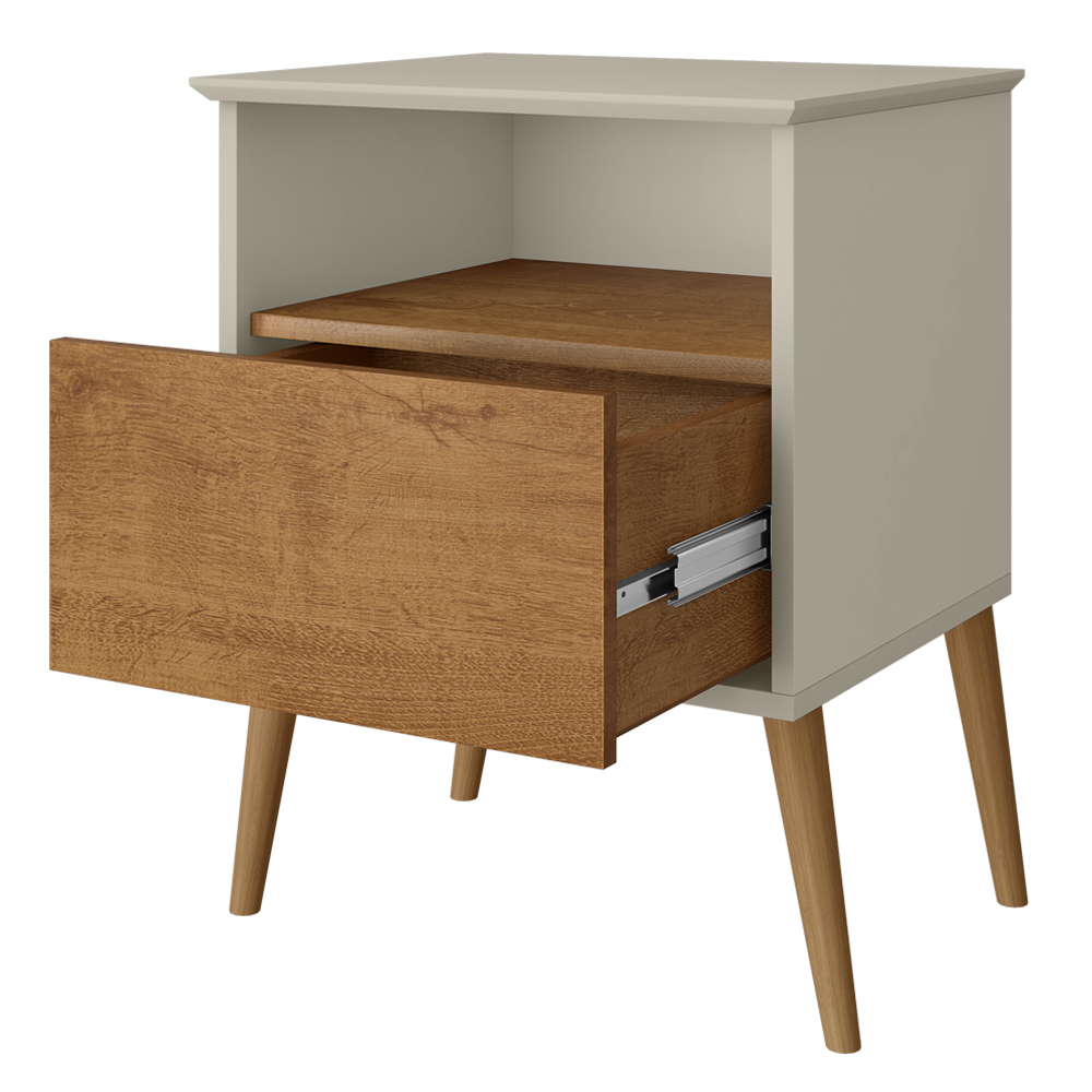 Mesa De Cabeceira 1 Gaveta 45 cm Cancun Off White Naturalle BECHARA