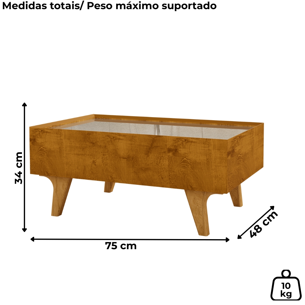 Mesa De Centro Com Espelho 1 Gaveta Sena 90 cm Cinamomo BECHARA