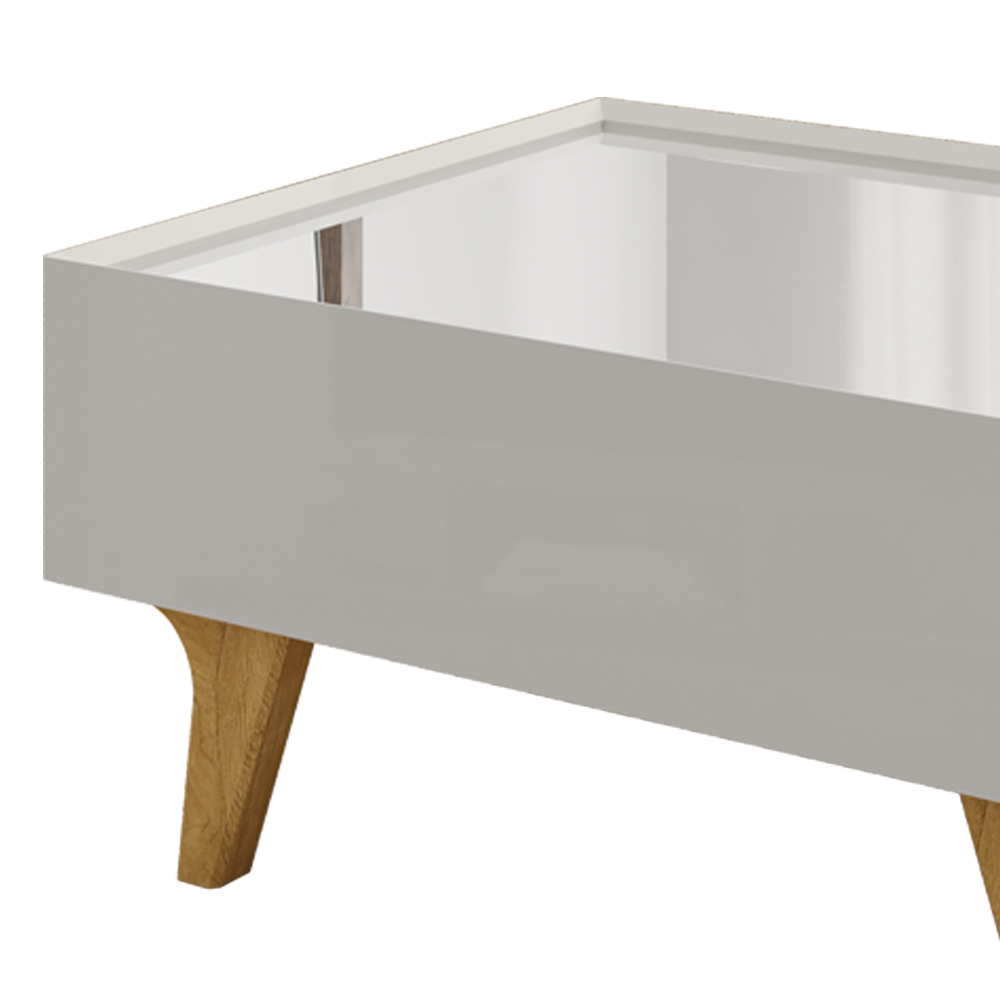 Mesa De Centro Com Espelho 1 Gaveta Sena 90 cm Off White BECHARA 