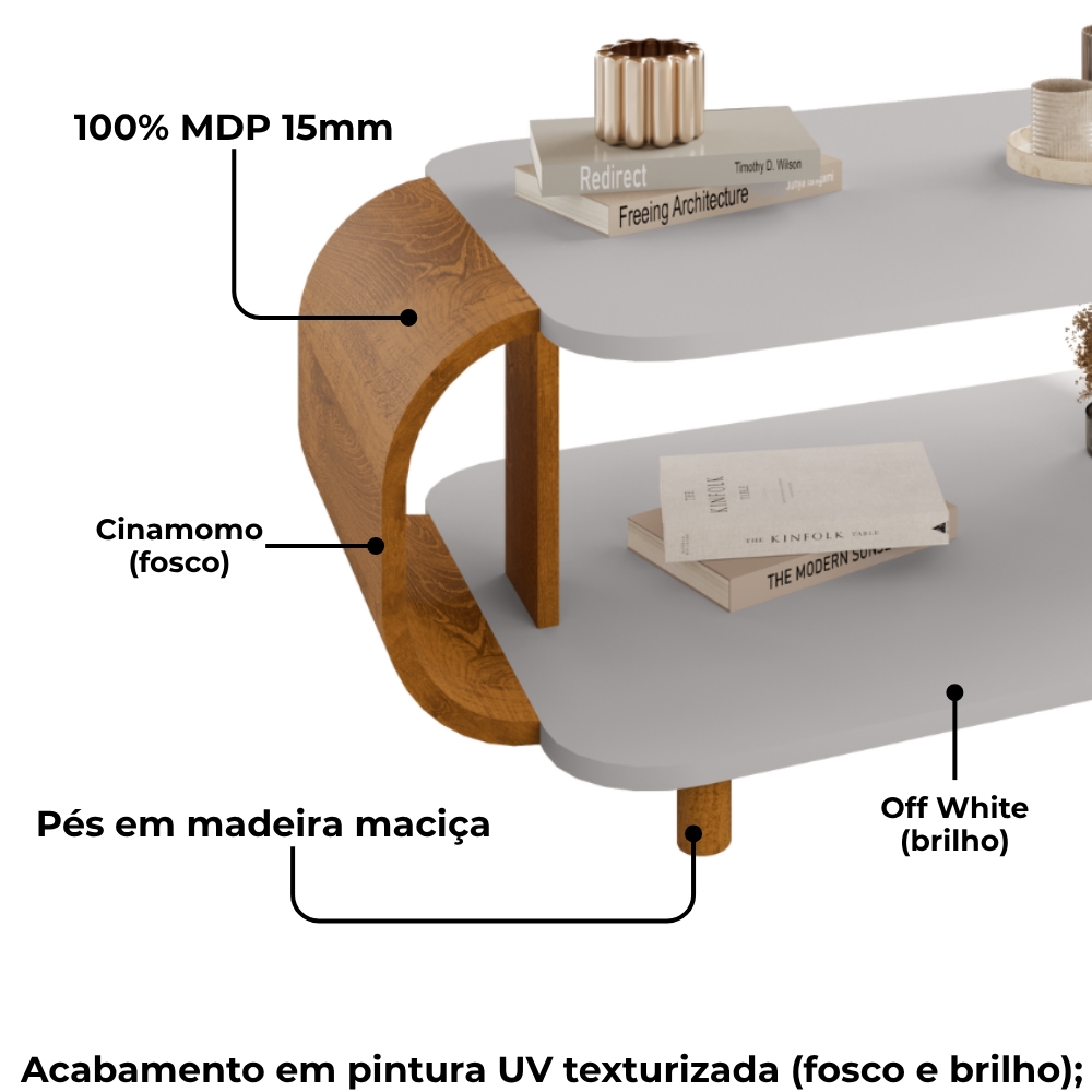Mesa De Centro Organica Floripa 92 cm Off White Cinamomo BECHARA