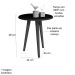 Mesa Lateral Redonda Sala de Estar MDF Brilhante Preto