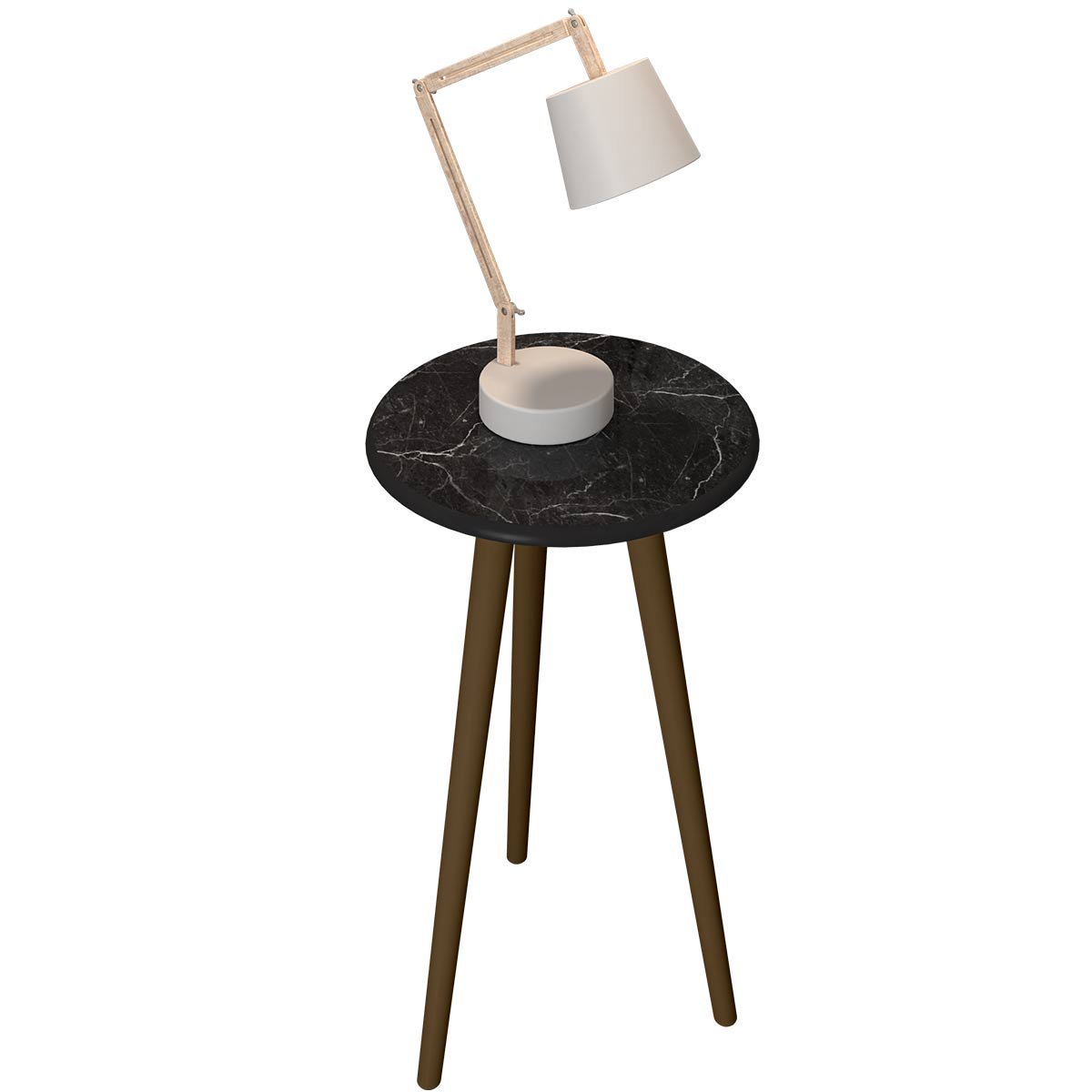 Mesa de Apoio Redonda Sala de Estar MDP Brilhante  Nero