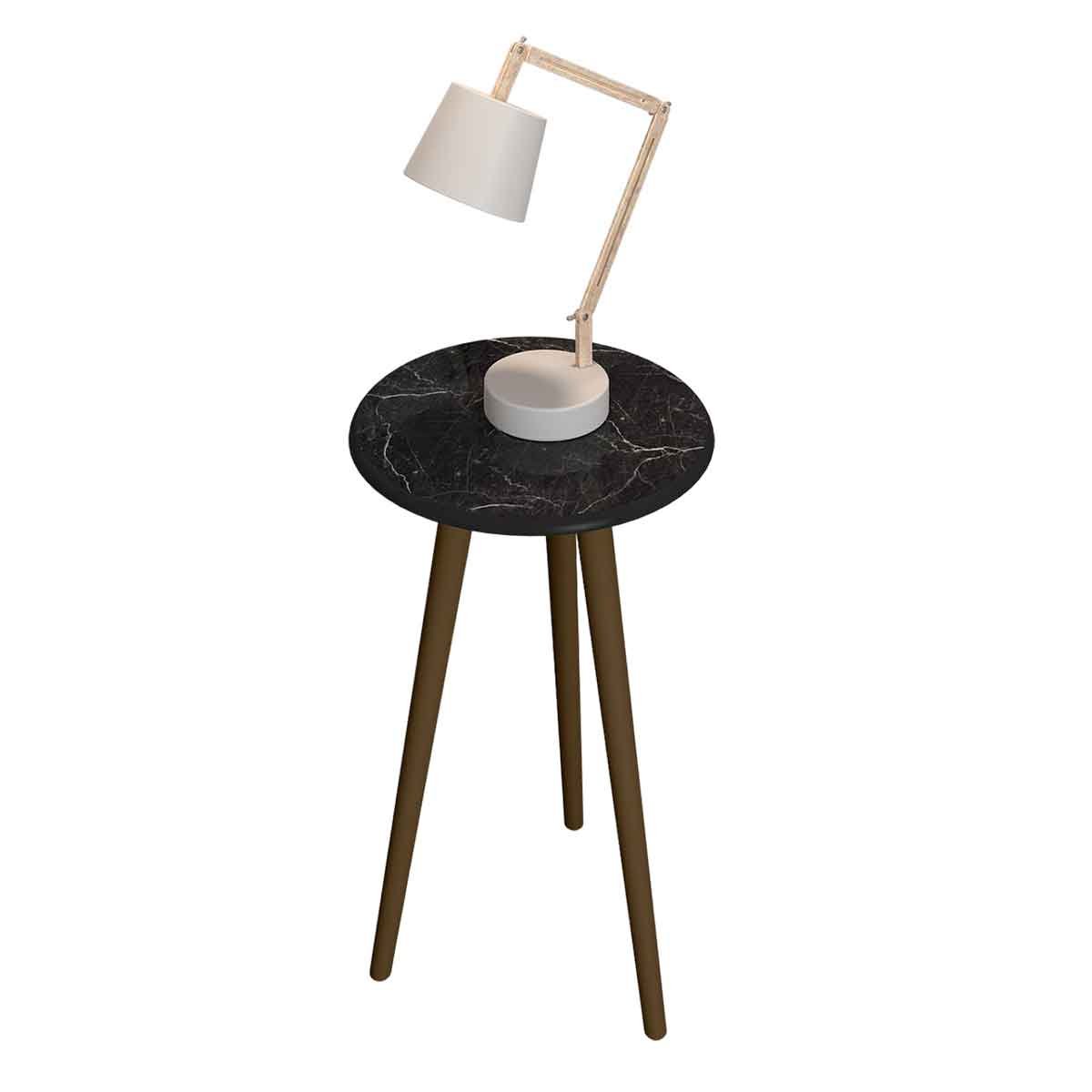 Mesa de Apoio Redonda Sala de Estar MDP Brilhante  Nero