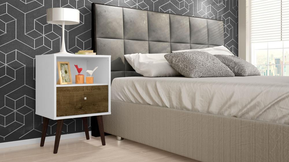 Mesa de Cabeceira Quarto Cama Retro com Gaveta Br Rustico