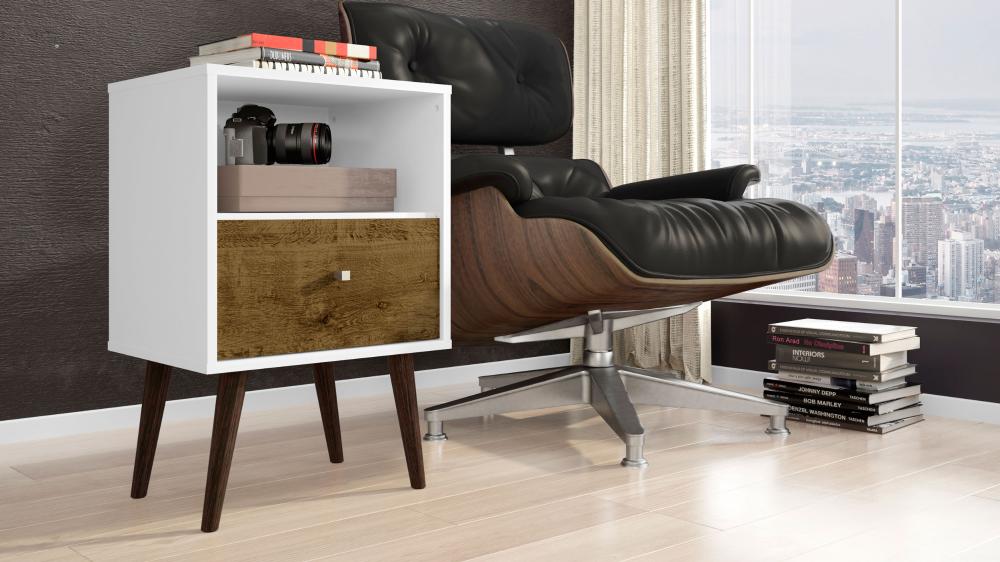 Mesa de Cabeceira Quarto Cama Retro com Gaveta Br Rustico