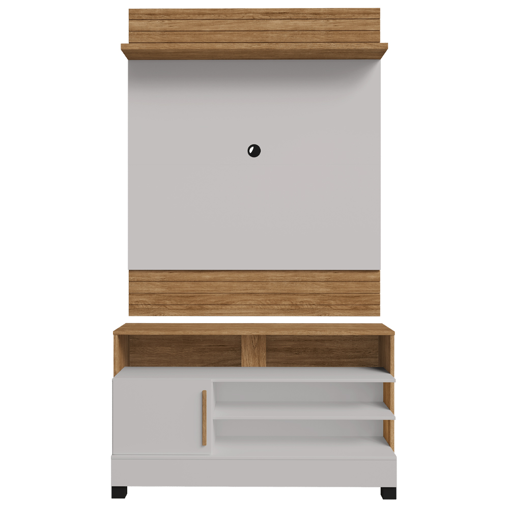 Painel Guaratuba E Rack Pipa Tv 48 Pol 108 cm Cinamomo Off White BECHARA