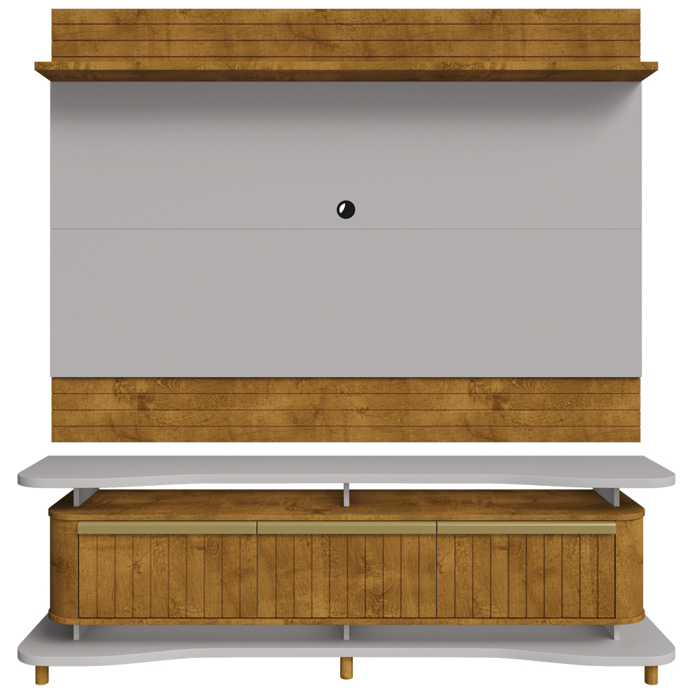 Painel Icarai E Rack Guarapari Tv 75 Pol 180 cm Naturalle Off White BECHARA