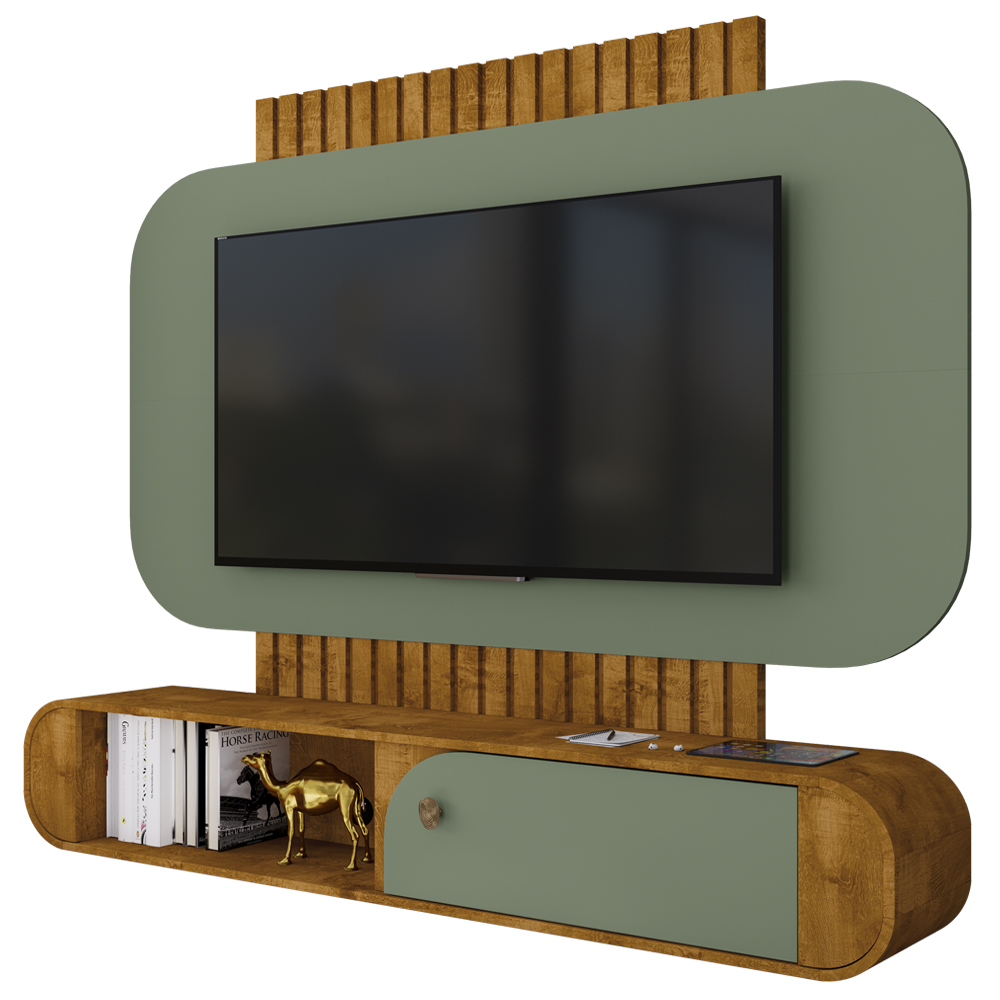 Painel Suspenso Organico Tv 55 Pol 156 cm Jurere Naturalle Pistache BECHARA