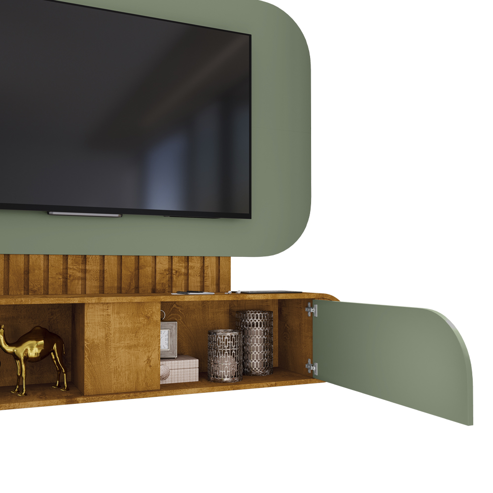 Painel Suspenso Organico Tv 55 Pol 156 cm Jurere Naturalle Pistache BECHARA