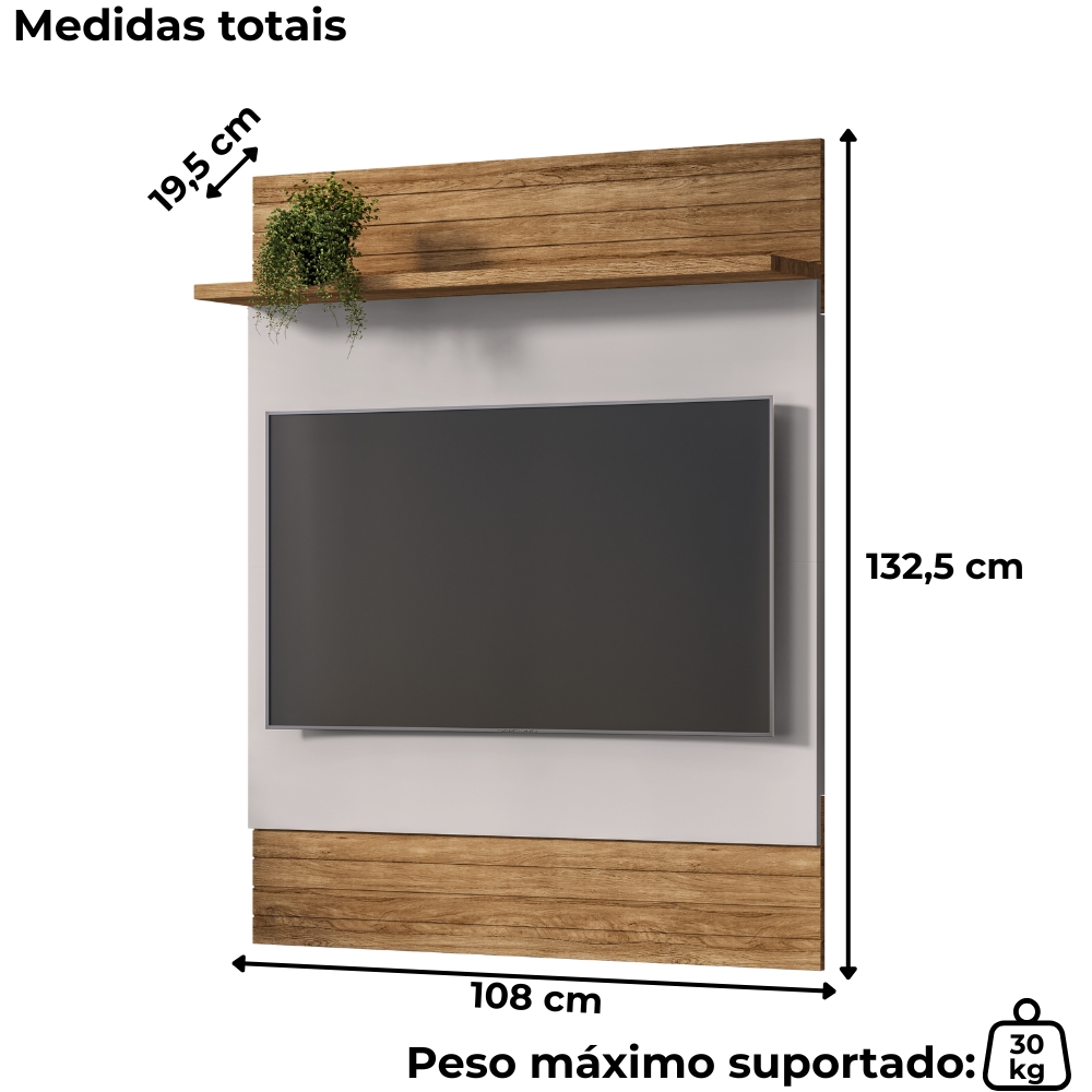 Painel Suspenso Tv 48 Pol 108 cm Guaratuba Cinamomo Off White BECHARA