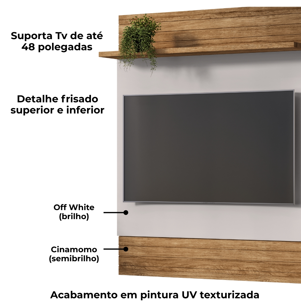Painel Suspenso Tv 48 Pol 108 cm Guaratuba Cinamomo Off White BECHARA