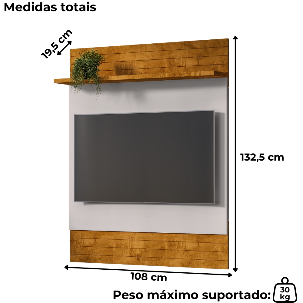 Painel Suspenso Tv 48 Pol 108 cm Guaratuba Naturalle Off White BECHARA