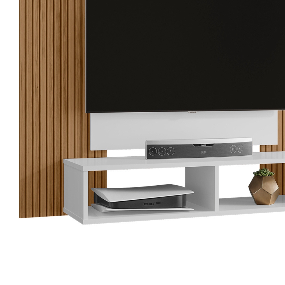 Painel Suspenso Tv 48 Pol 120 cm Navi Branco Ripado BECHARA